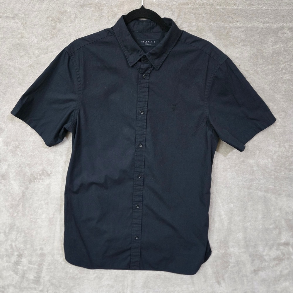 AllSaints Ramskull Shirt Medium Black Preppy Minimalist Capsule Urban Casual